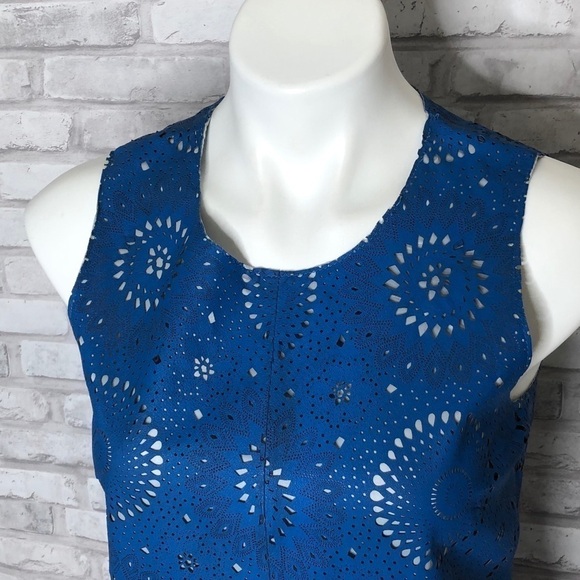 ASOS leather blue cutout shift dress, size 6 - Picture 8 of 9